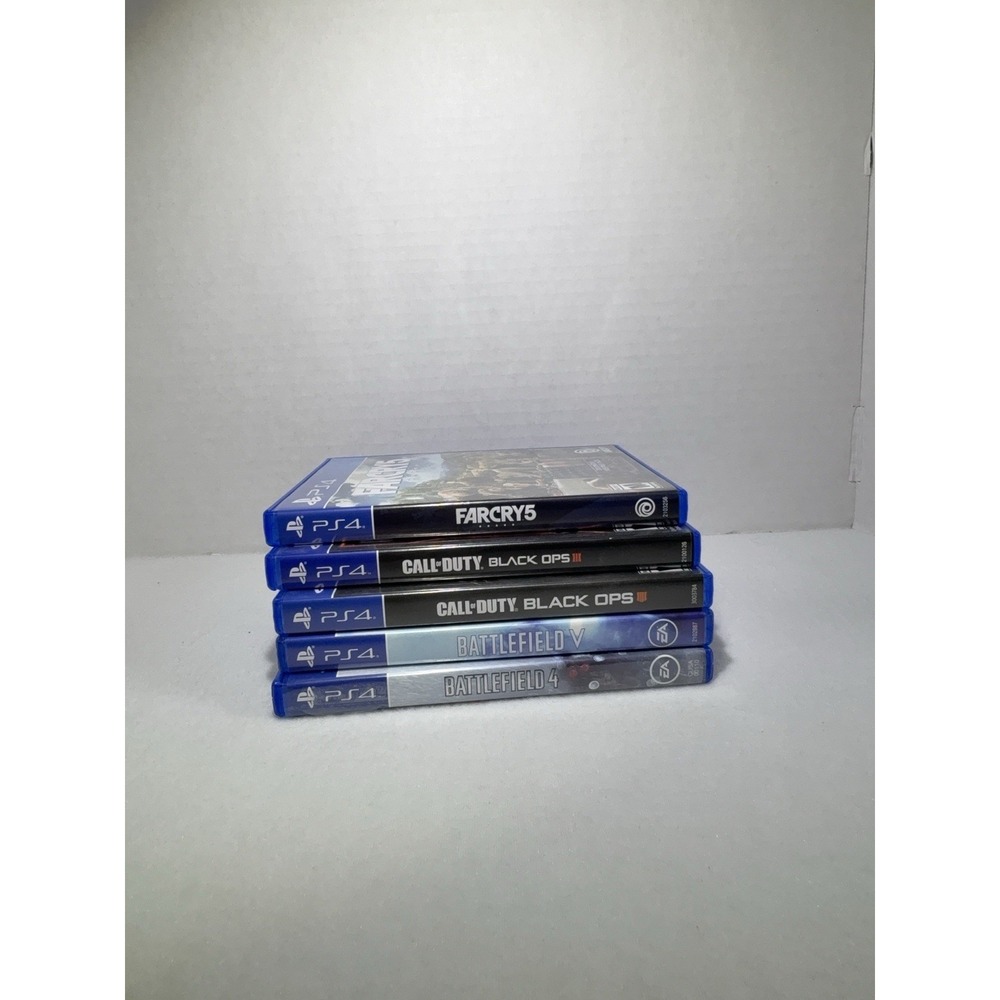 PS4 Game Lot of 5 - Call of Duty Black Ops, Far Cry 5, Battlefield V & 4